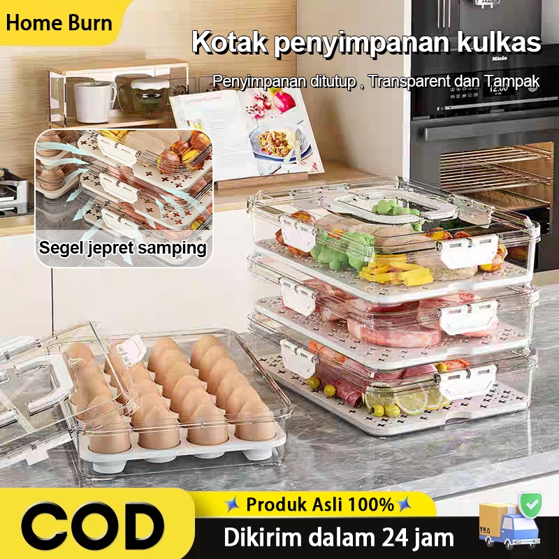 [Home Burn]Kotak Penyimpanan Kulkas - Kotak Penyimpanan Makanan Kulkas - Kotak Kulkas dengan Peganga