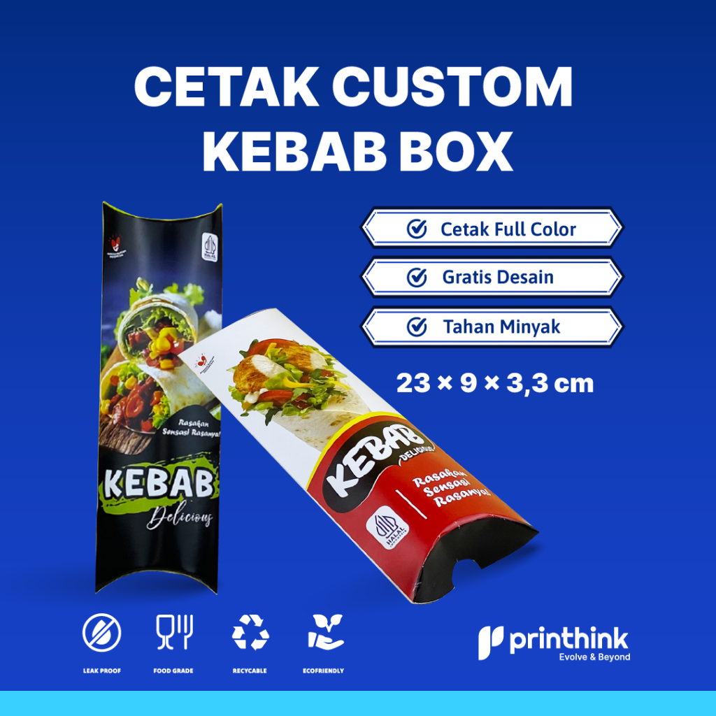 

Kebab Box Custom Design Gratis - Ivory290gr Uk 23x9x3,3cm Min 1000Pcs