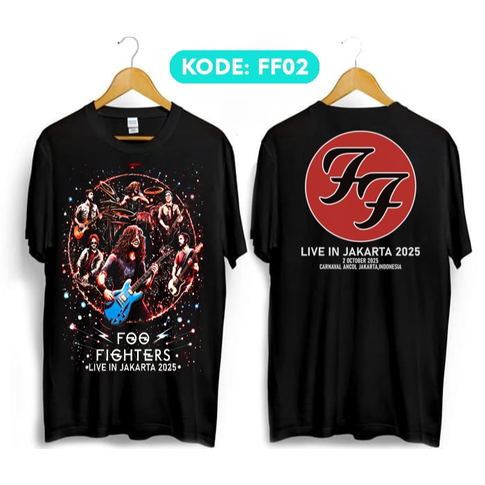 Kaos foo fighters live in jakarta 2025 bahan katun premium ff02
