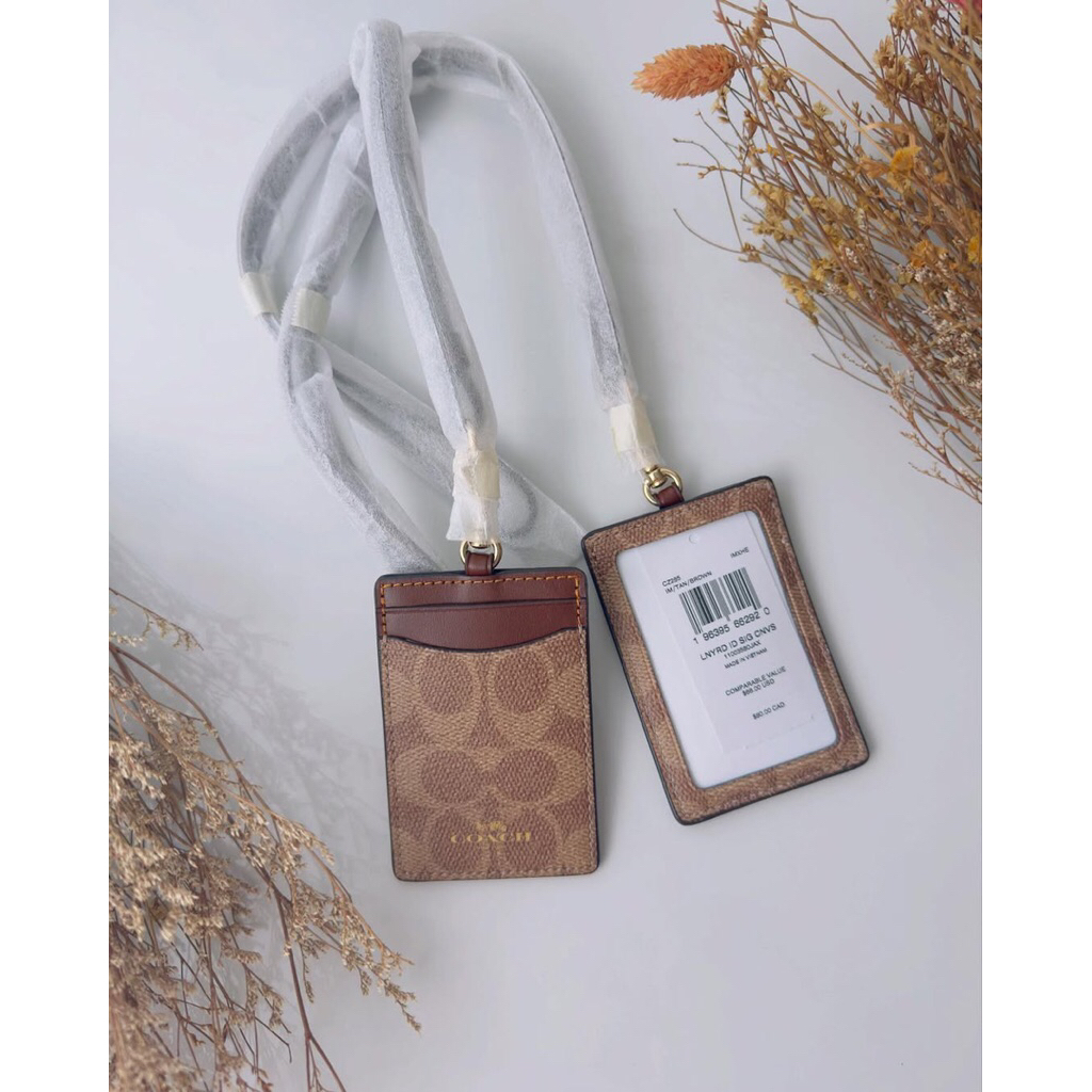 

Id Lanyard In Signature Canvas Khaki Saddle