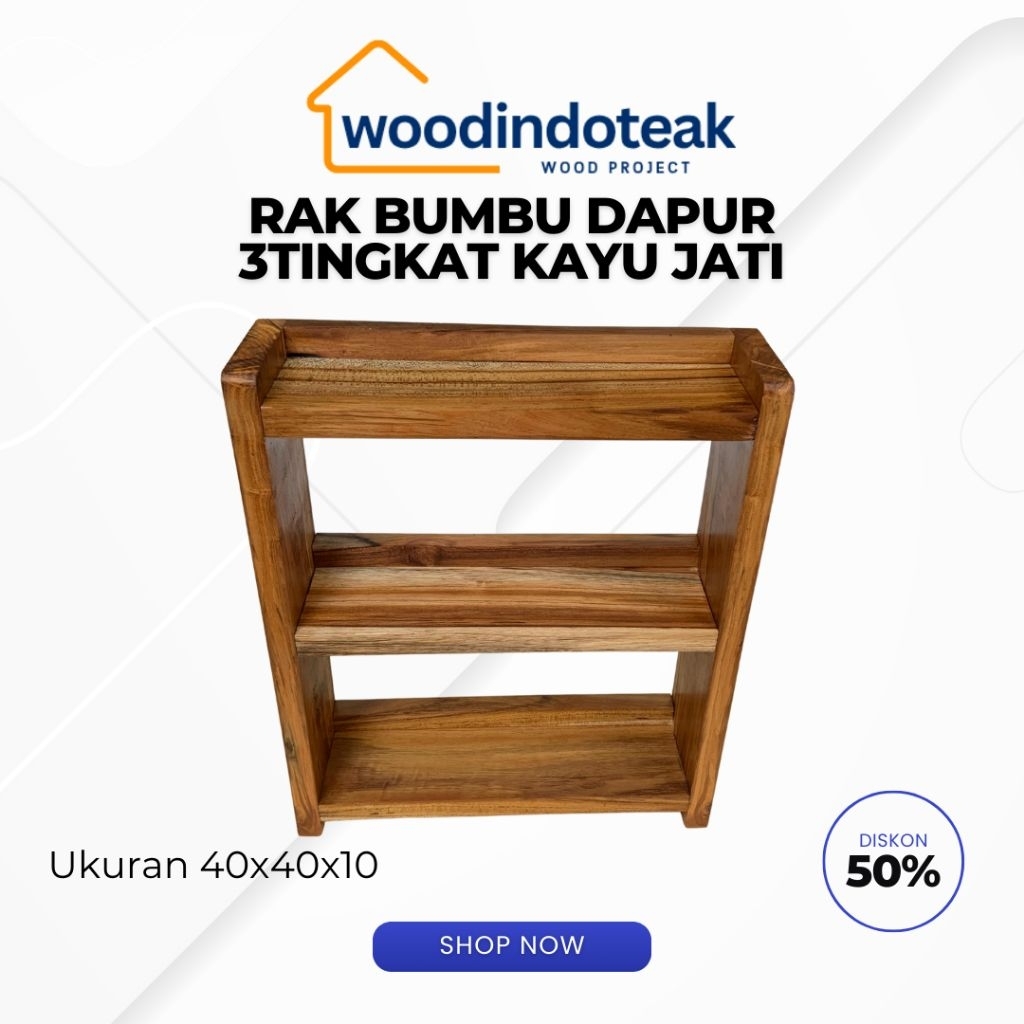 RAK BUMBU DAPUR 3 SUSUN KAYU JATI / RAK SERBAGUNA / RAK BUMBU KAYU JATI / TEMPAT PENYIMPANAN BUMBU J
