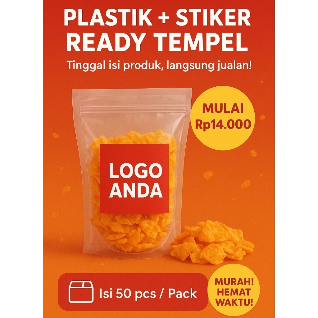 

Paket Hemat Plastik Klip 10x17,6 cm + Stiker Max 3x4 cm | 1 Pack Isi 50 | Bisa Custom