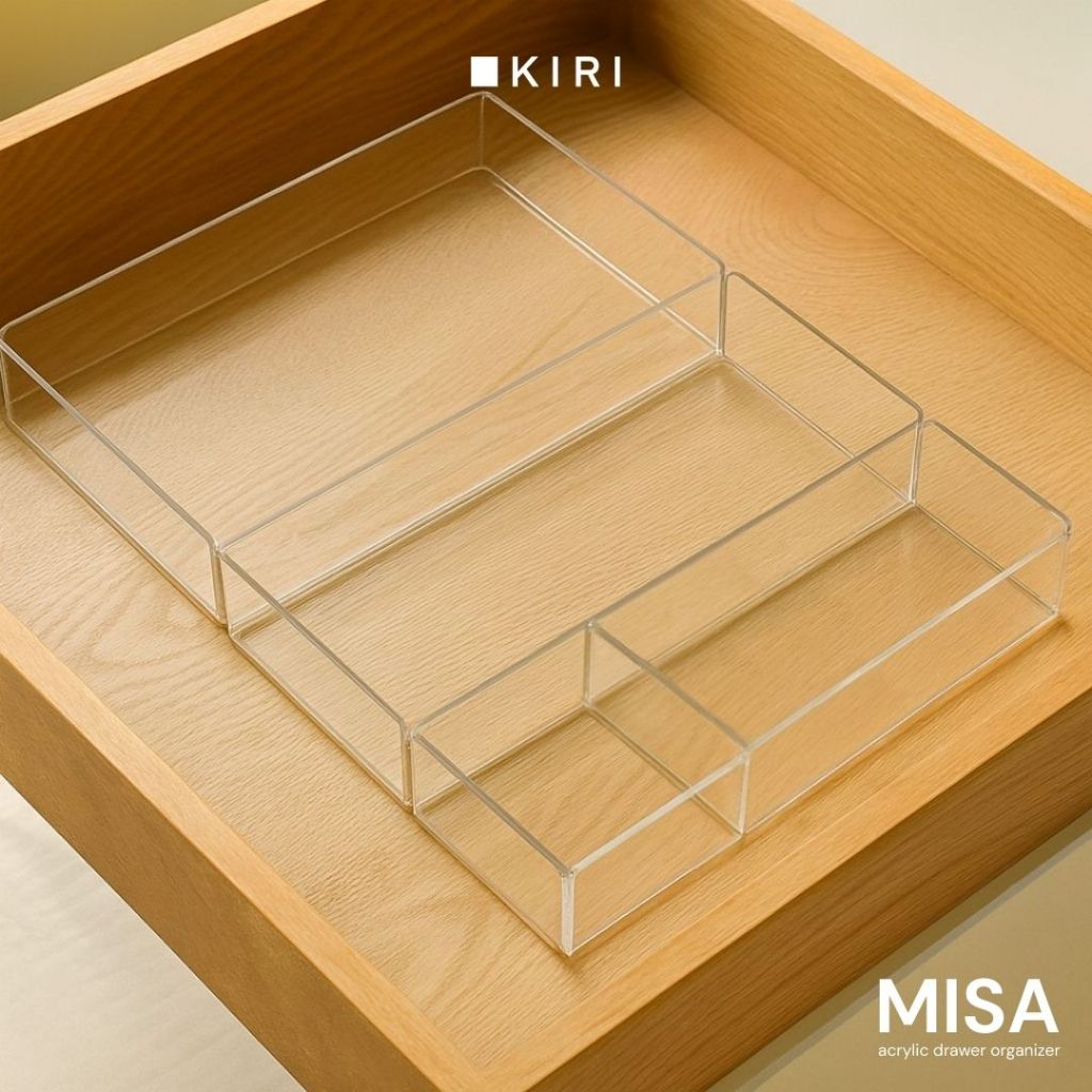 Organizer Laci Bening Acrylic | Kotak Penyimpanan Serbaguna | Tempat Sendok Garpu | Wadah Akrilik