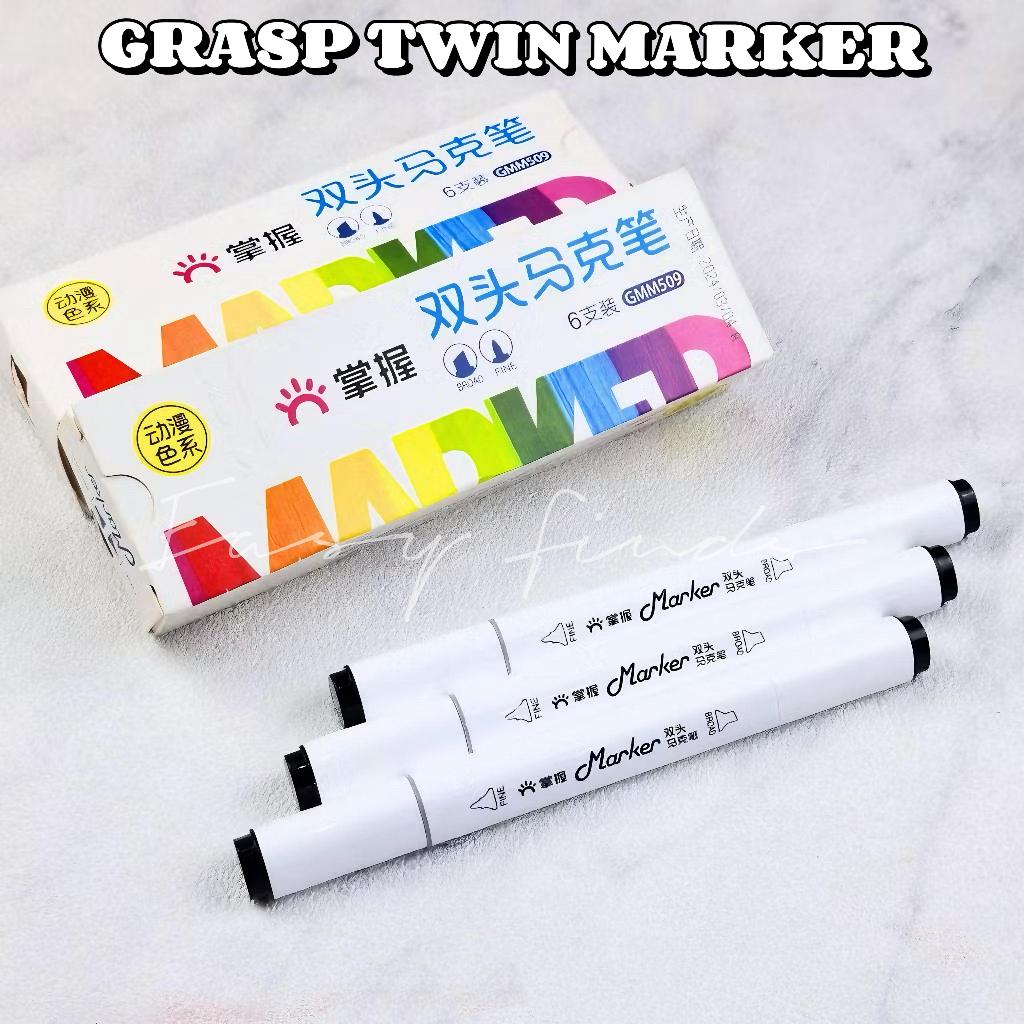 

Grasp Twin Marker Satuan Warna Hitam GMM509 Double Tip Premium Penebal Garis Crayon Spidol Grasp Marker