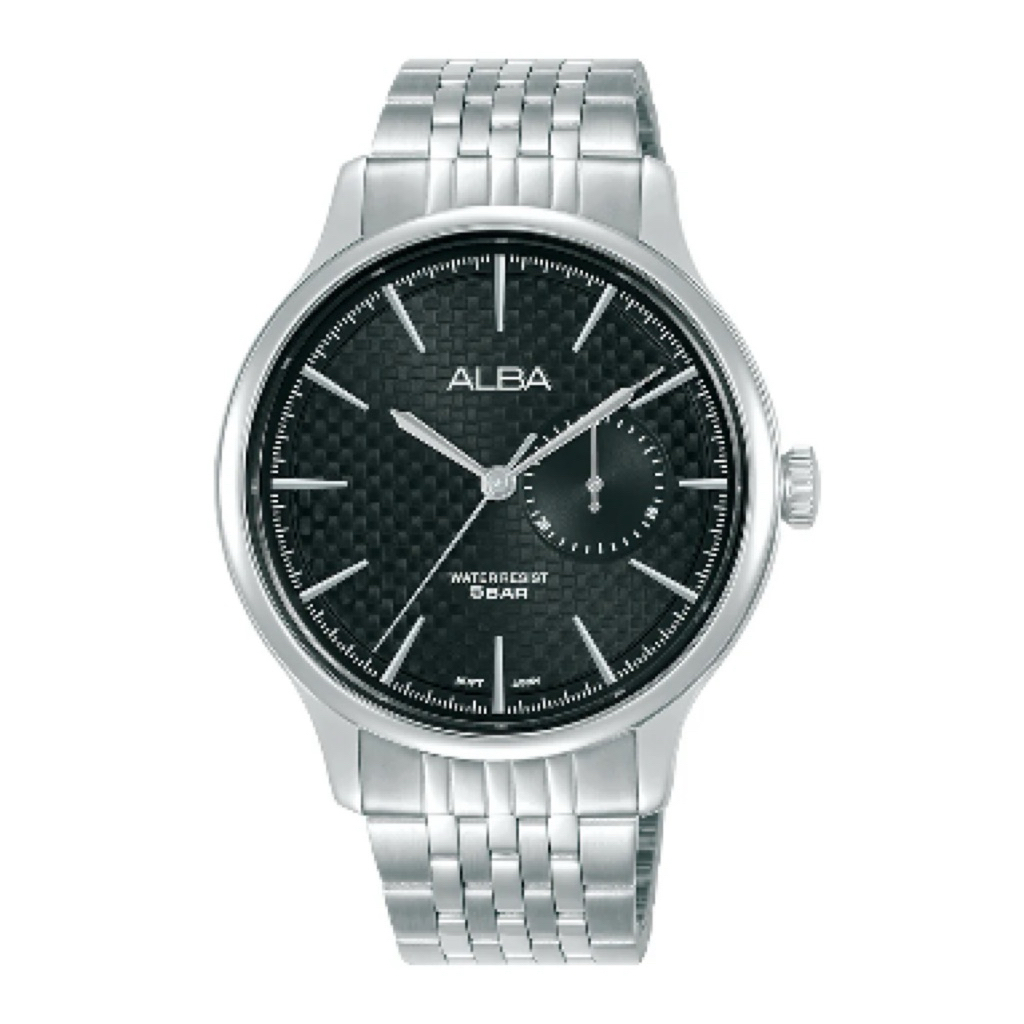 JAM TANGAN ANALOG PRIA ALBA A5B005X1 / A5B005 / A5B005X BLACK DIAL QUARTZ MOVEMENT STAINLESS STEEL S