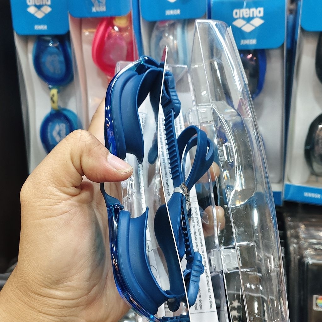 kacamata renang arena goggle kacamata renang dewasa warna biru original arena real pick