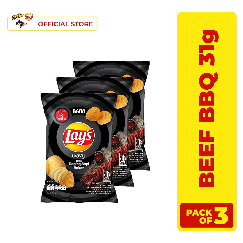 

Lay's Wavy Beef BBQ Potato Chips 31gr - Pack of 3