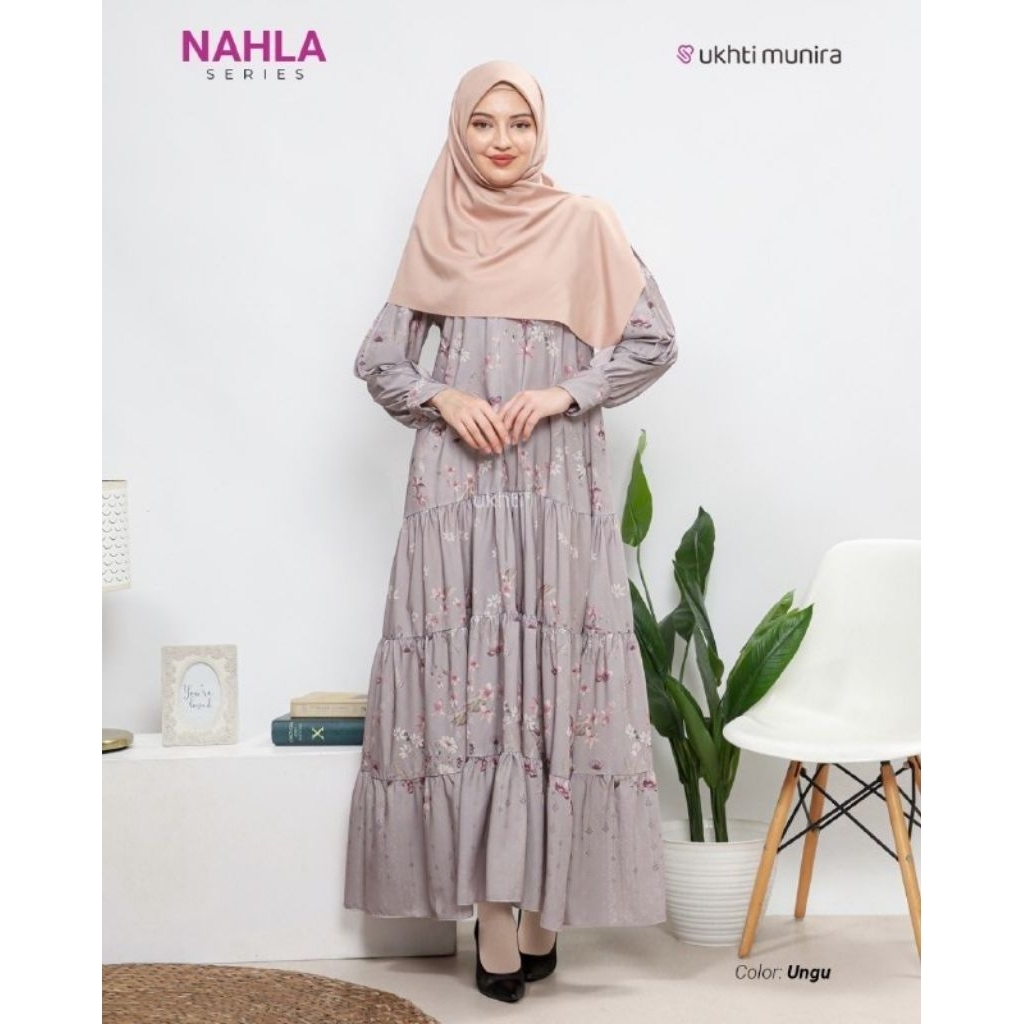 GAMIS NAHLA | Gamis Motif Bunga | Gamis Pesta | Gamis Motif Premium by UKHTI MUNIRA [ORIGINAL]