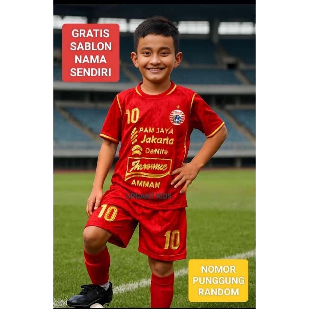 GRATIS SABLON NAMA ANAK/stelan baju bola anak unisex/PERSIJA JKT