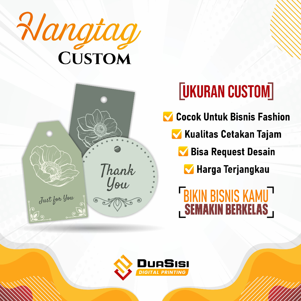 

CETAK HANGTAG CUSTOM UKURAN 6 X 4 (1 SISI) FREE DESAIN TERMURAH