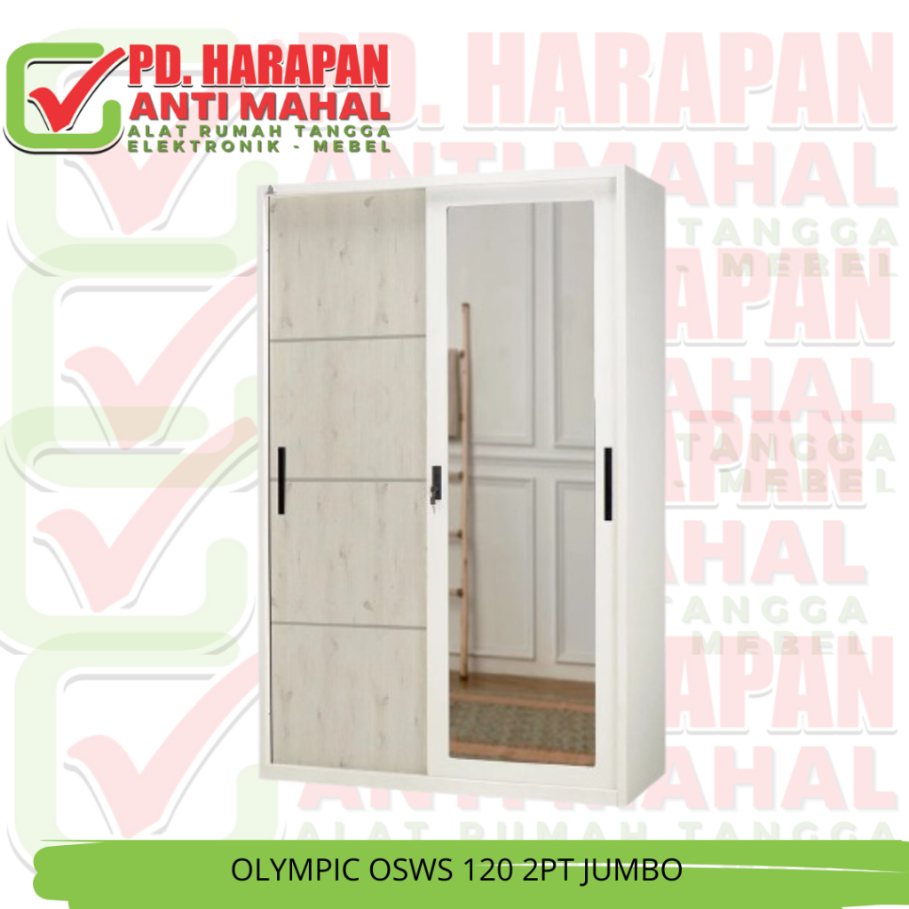 OLYMPIC OSWS 120 2PT JUMBO (LEMARI PAKAIAN BESI 2PT)*/ LEMARI BESI SLIDING/ LEMARI BESI