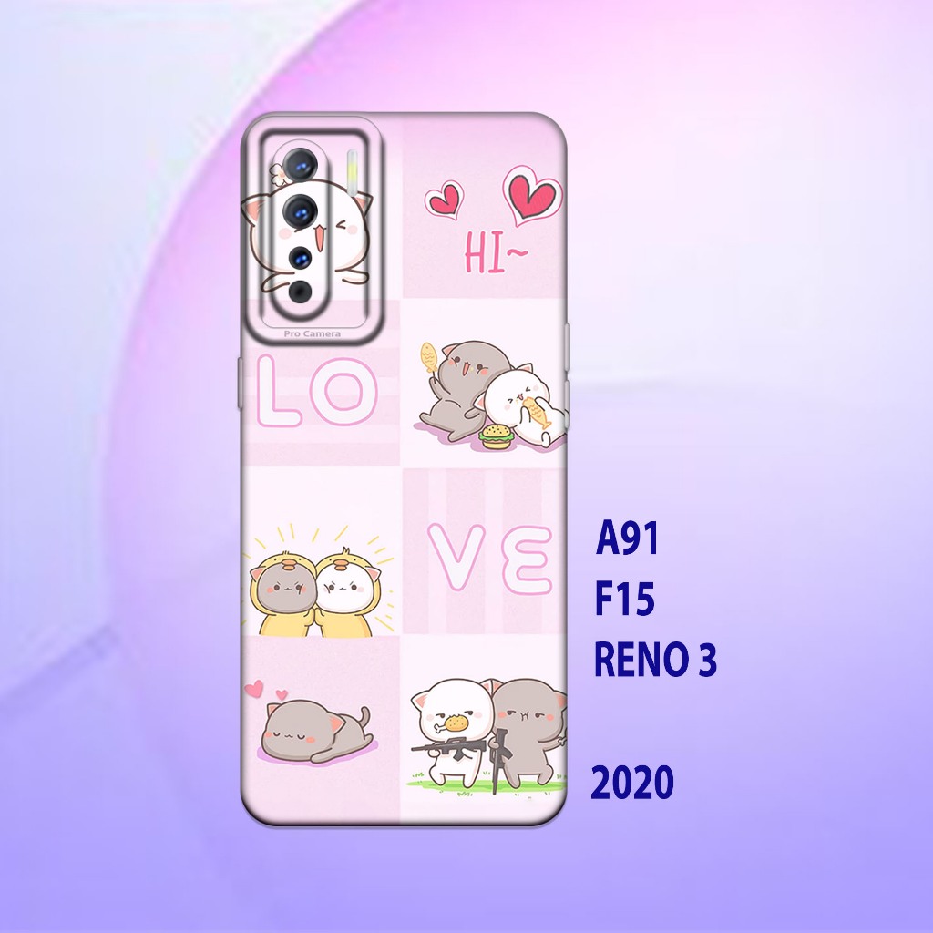 Silikon oppo A91 - oppo F15 - oppo Reno 3 _Casing case Proteksi HP bahan Lentur Tebal  Warna Hitam