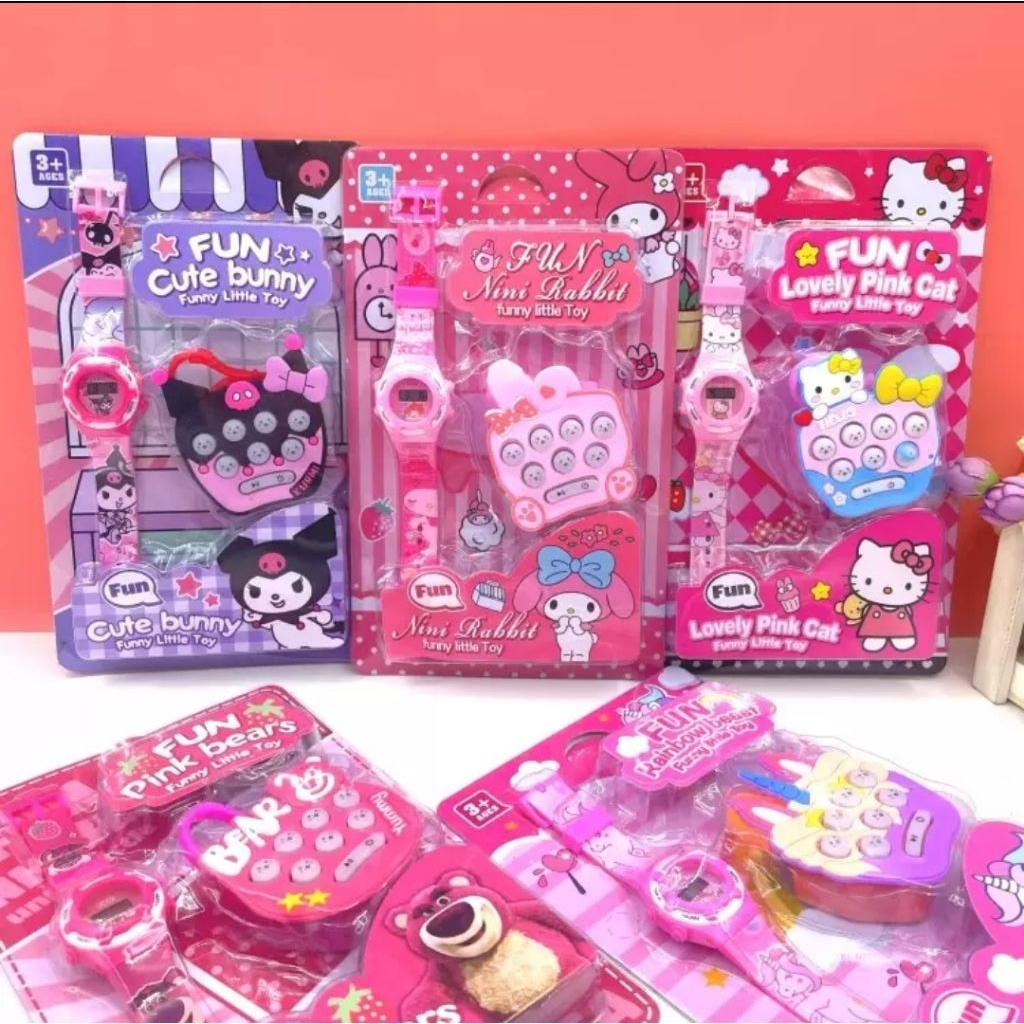 MINISO BALI | Jam Tangan Anak Bonus Pop It Karakter Kuromi My Melody Lotso Unicorn Jam Tangan Anak F