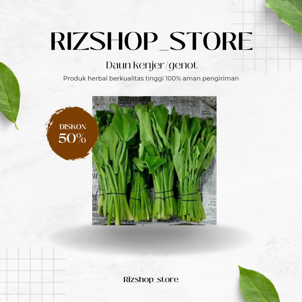 

250 gram per 1 ikat Daun batang genjer/genot segar di petik langsung