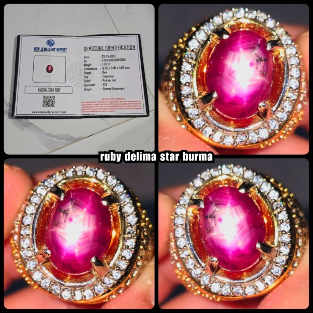 NATURAL RUBY STAR BURMA JUMBO WARNA MERAH DELIMA