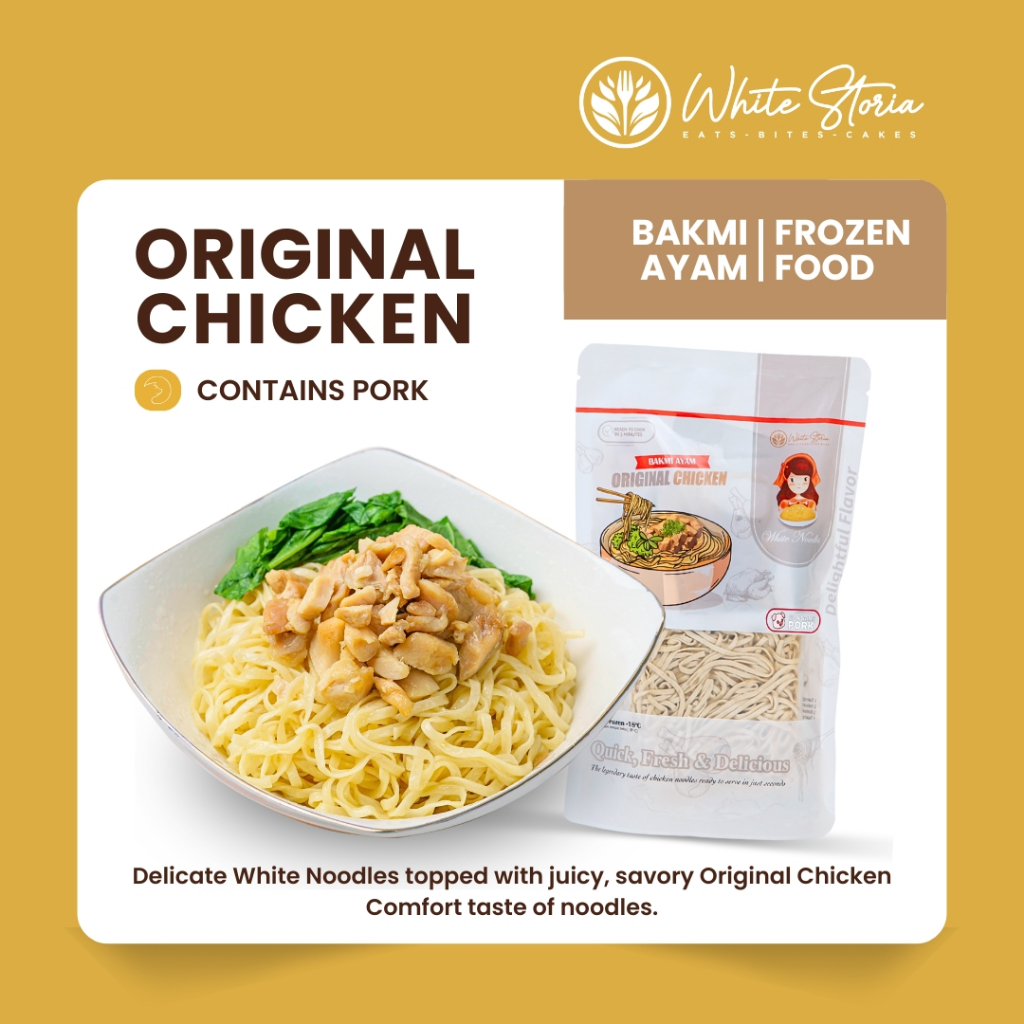 

WHITE STORIA - Bakmi Ayam Frozen Premium - White Noodles Original Chicken - CONTAINS PORK
