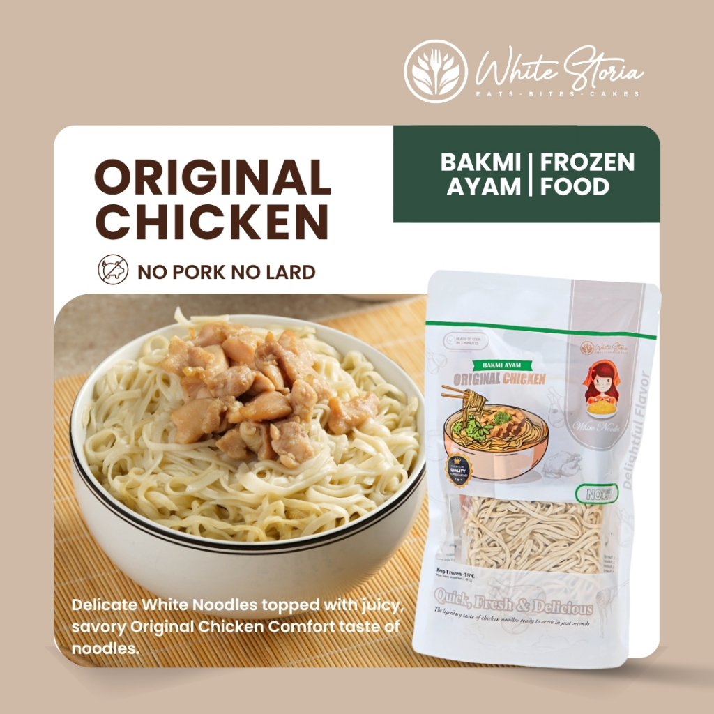 

WHITE STORIA - Bakmi Ayam Frozen Premium - White Noodles Original Chicken - NO PORK NO LARD