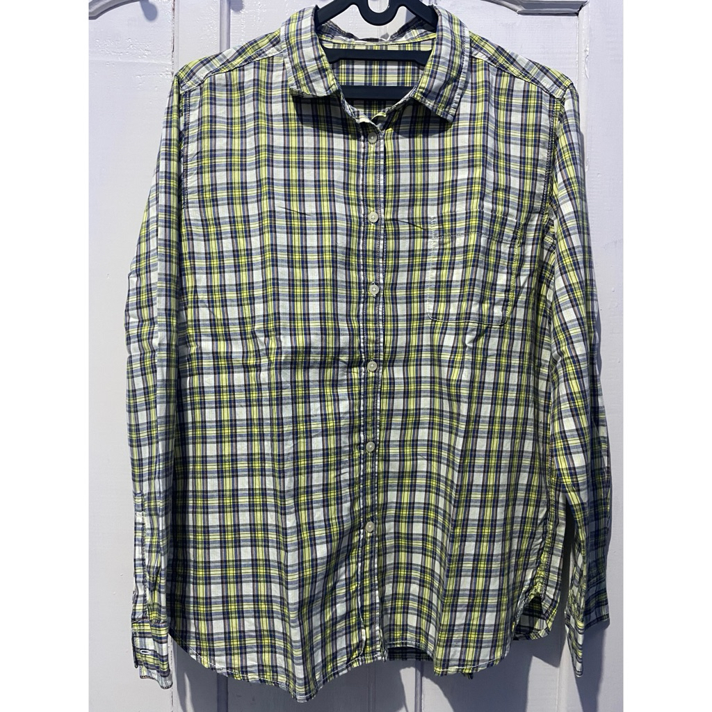 [PRELOVED] Kemeja Atasan Wanita Kotak2 Kuning