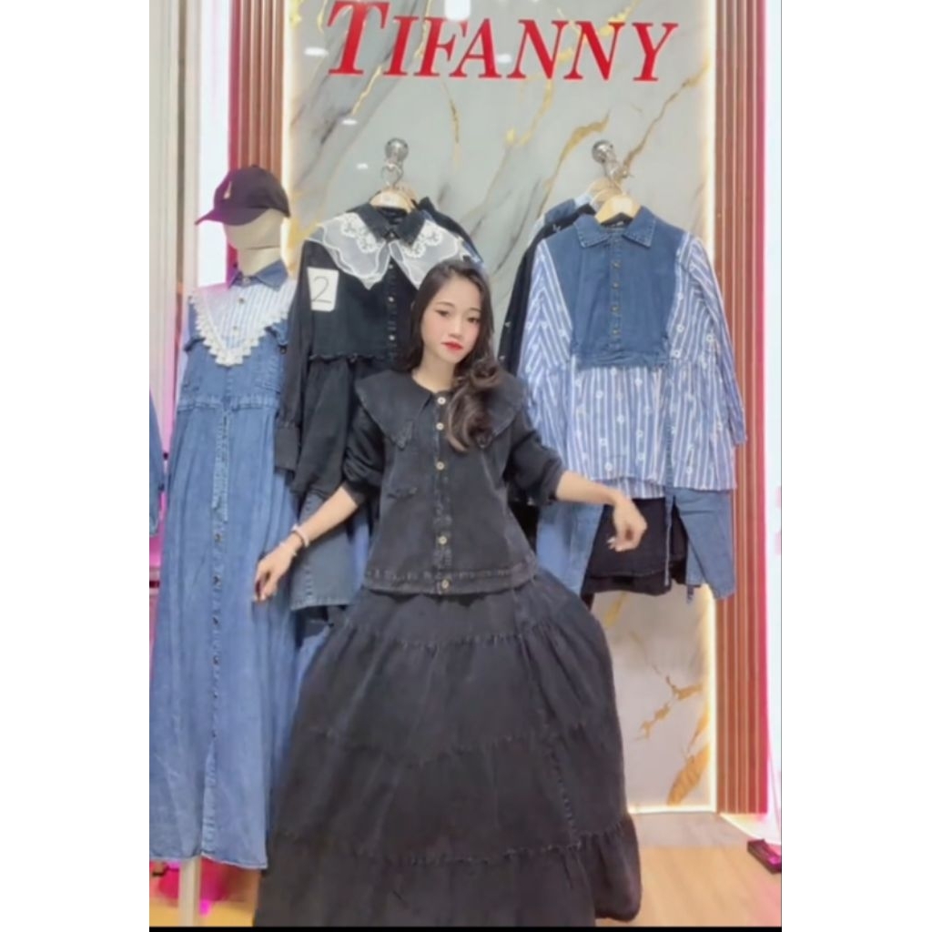 nhzabal - setelan rok jeans by ZARA  original setrok jeans lembut ringan