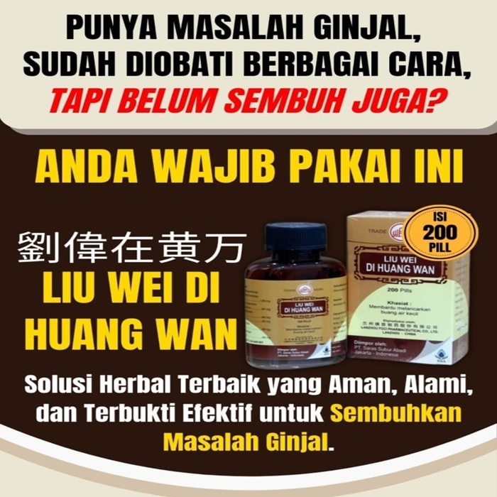Herbal Cina Organik Atasi Masalah Ginjal Konis Liu Wei Di Huang Wan 200 PillObat Kesehatan Fungsi Gi