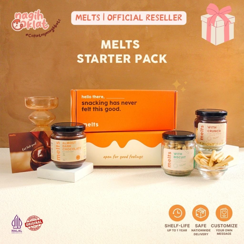 

MELTS Starter Pack | Hampers Cokelat Crunchy Spesial Ulang Tahun/Wisuda/Event/Anniversary/Self Reward | Hadiah Bingkisan Souvenir Kado Gift Set Box - @nagihcoklat