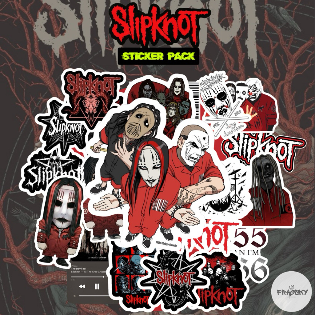

Fragsky - 20&25 Pcs Sticker Spesial Series Band Rock Slipknot Artist Pack | Stiker Premium Laminasi Doff&Glossy Kiss Cut Anti Air Anti Luntur | Stiker Aesthetic Skena Kalcer Estetik Dekorasi HP Laptop Helm Paper Stationery