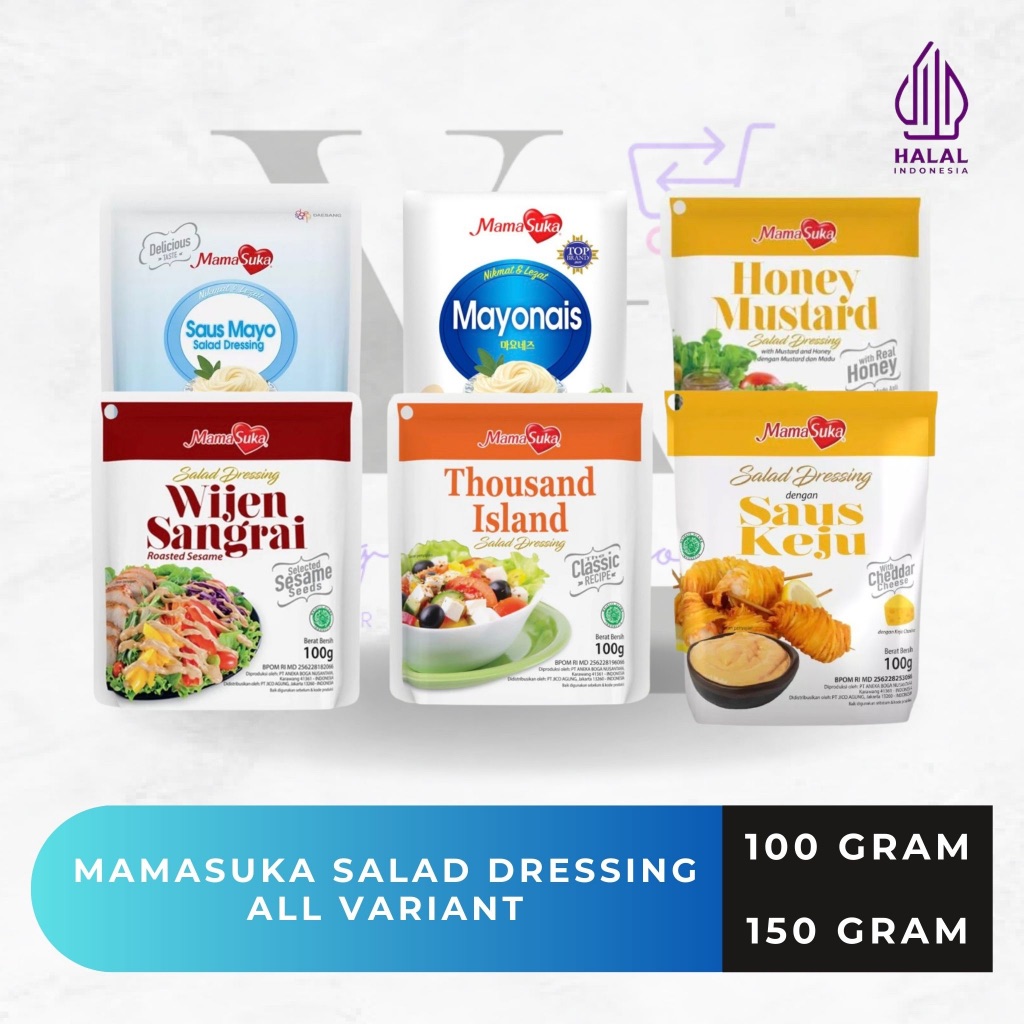 

[SACHET] Mamasuka Salad Dressing Mayonais / Saus Mayo / Thousand Island / Saus Keju / Wijen Sangrai / Honey Mustard 100 gram