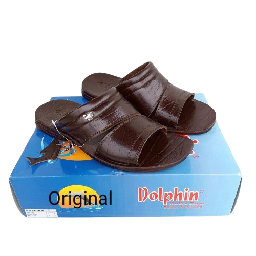 Sandal Dolphin Pria  Kulit Asli 100% Original - Sandal Slide B02 Classic Series Kekinian