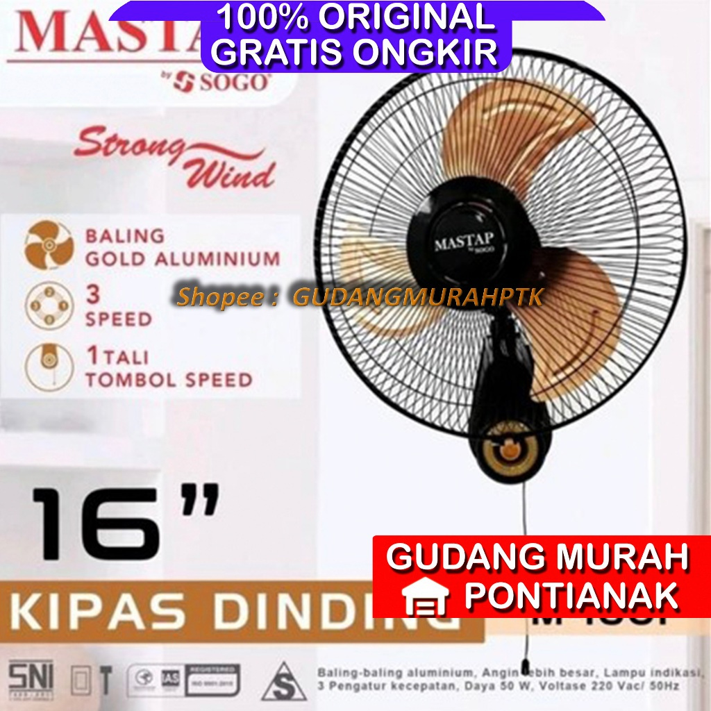 Wall fan Kipas angin Dinding Mastap 16 inch Baling Besi TORNADO 16" M-1601 ORIGINAL KUAT DAN AWET