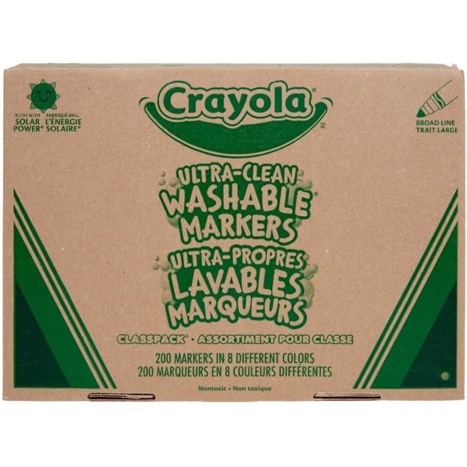 

Crayola Broad Line Washable Markers - 200ct (8 Colors), Kids Bulk Classroom Art Markers for Schoo