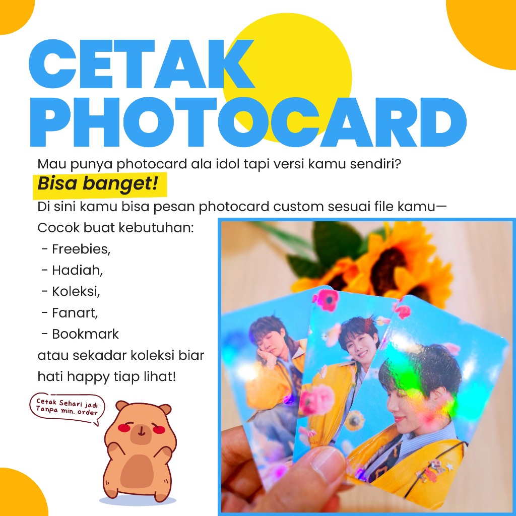 Custom Photocard Rounded Laminasi Glossy Matte Hologram Glitter