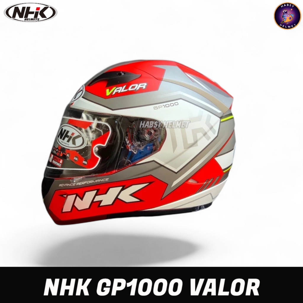 Helm NHK GP1000 MOTIF VALOR RED SILVER DOFF DOUBLE VISOR FULL FACE