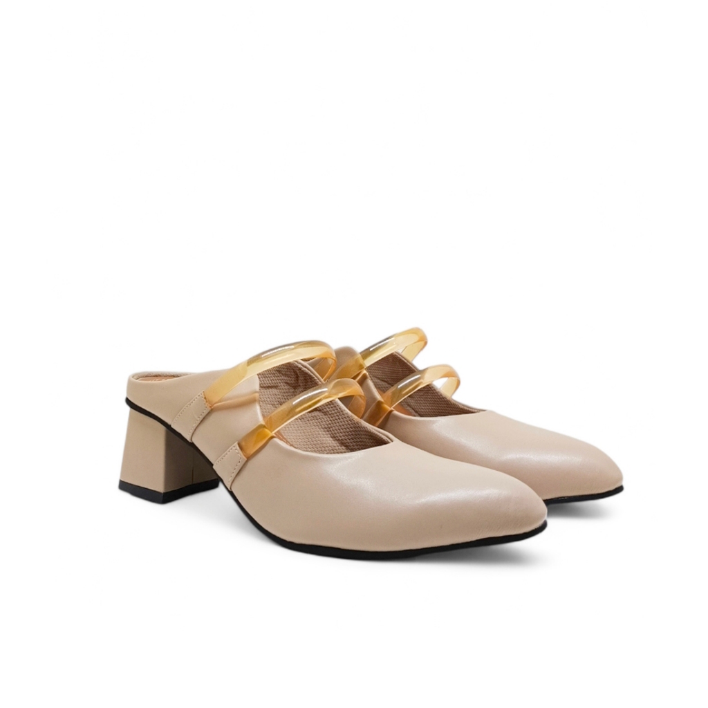 Heels bustong kulit wanita ukuran 40-45 jumbo gede Sandal heels pesta hak chunky 5cm