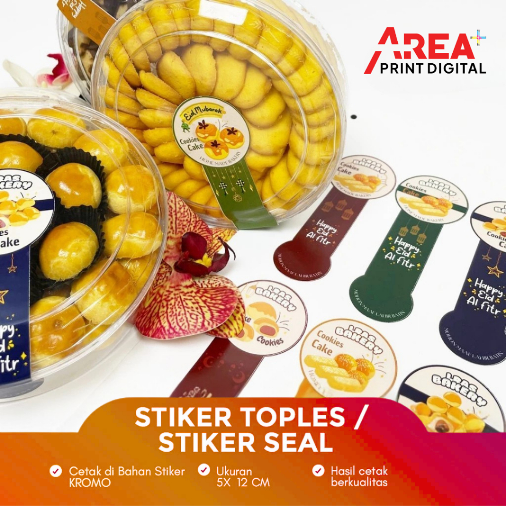 

18 Pcs Stiker Segel Toples Lebaran Label Kue Hampers Idul Fitri Custom Free Cutting