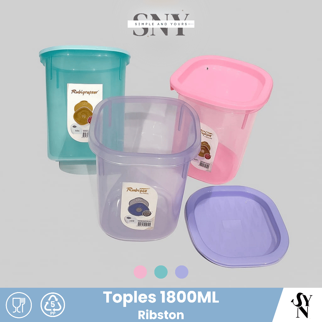 Toples Serbaguna Penyimpanan Sealware Kue Segi 1800ml 1.8L Ribston Lemony SNY