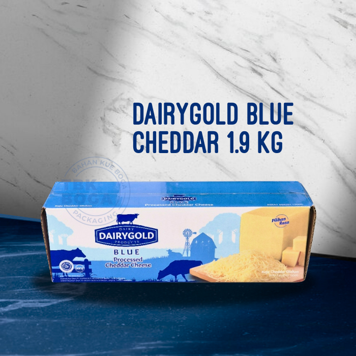 

Cheesy Dairy Gold Blue ( 1.9 kg ) Chedar Cheddar Keju Cheese Balok