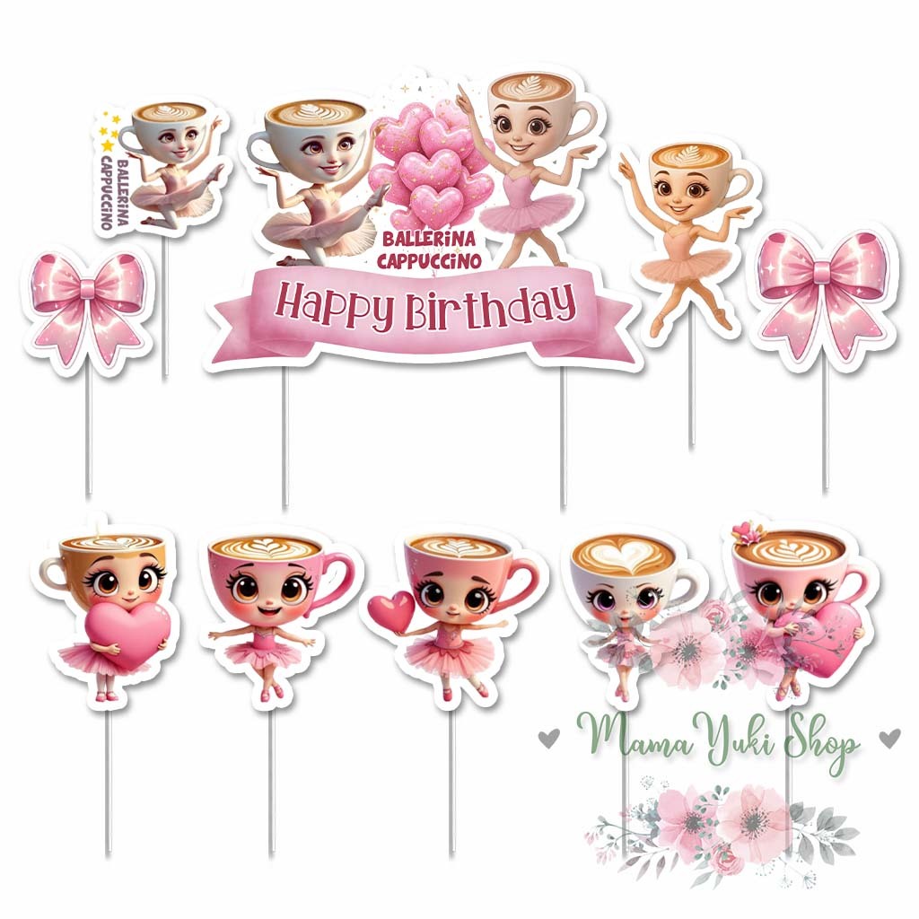 Topper Cake Hiasan Kue Ulang Tahun Anak Motif BALLERINA CAPPUCCINO BALERINA CAPUCINA