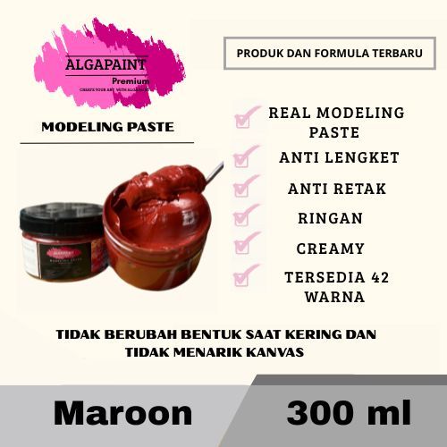 

Algapaint premium modeling paste MAROON / sculpture / impasto /teksture art / tekstur / lukisan aesthetic / cat akrilik /painting / relief /water base