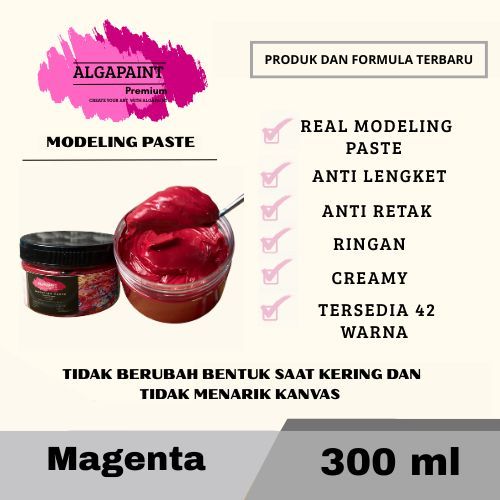 

Algapaint premium modeling paste MAGENTA / sculpture / impasto /teksture art / tekstur / lukisan aesthetic / cat akrilik /painting / relief /water base