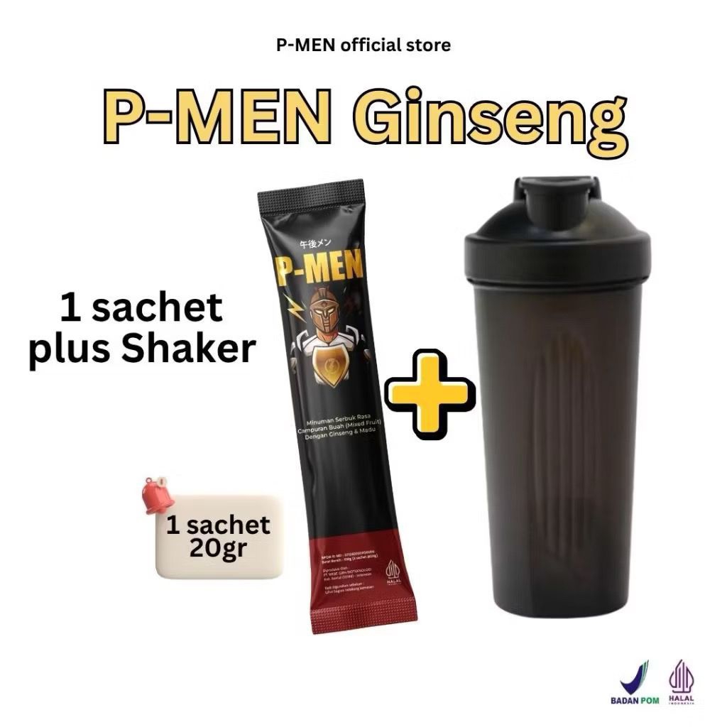 

PMEN Ginseng Original Minuman Botonical Pria-1Sachat Plus Shaker