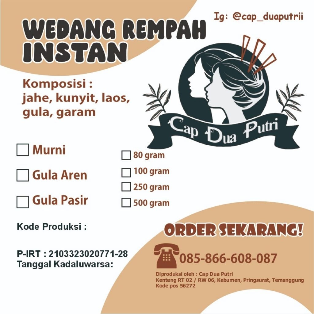 

Wedang Rempah Instan Gula Aren