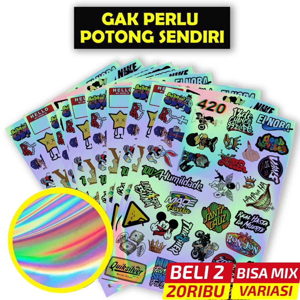 

Stiker Hologram Pack Hypebeast Aesthetic | Vinyl Hologram Waterproof | Laptop Koper HP Case