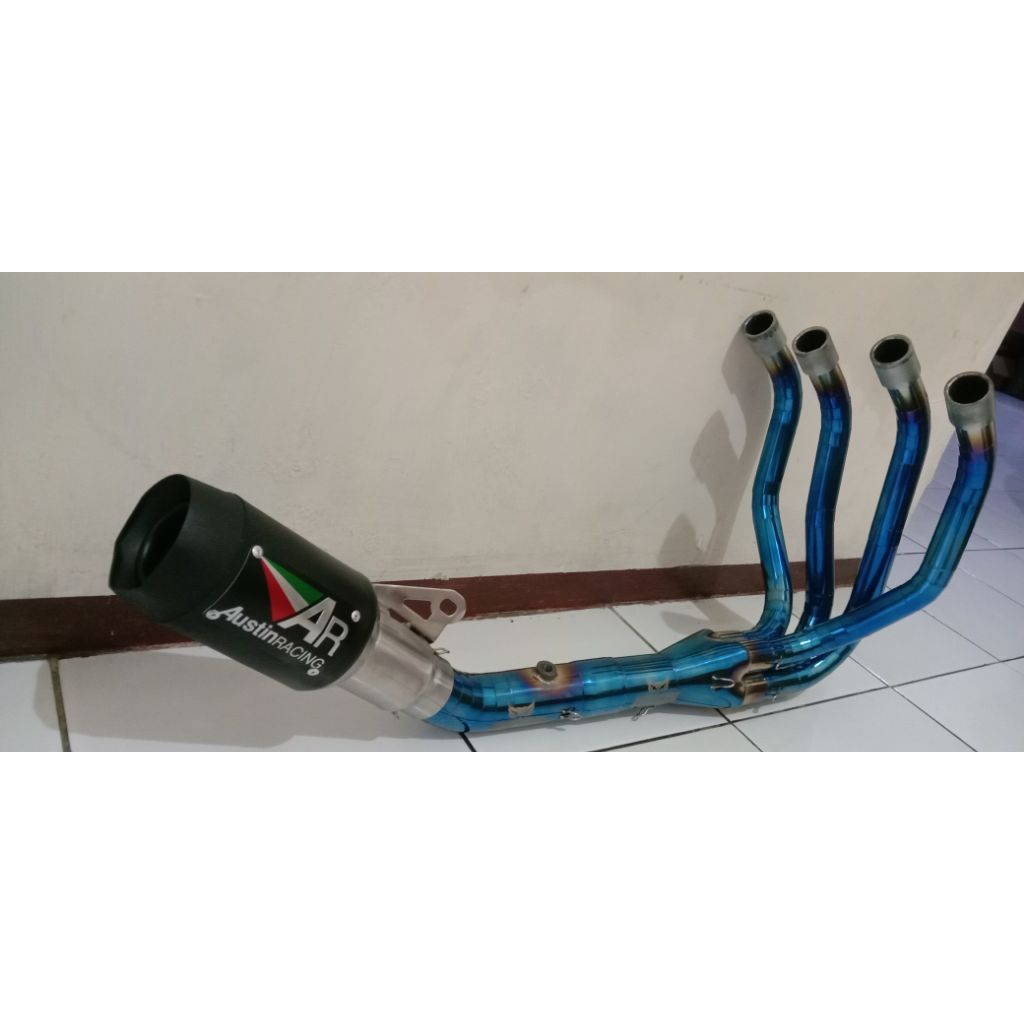 AUSTIN RACING FULLSYSTEM PNP ZX25R model underbelly leher/header full biru