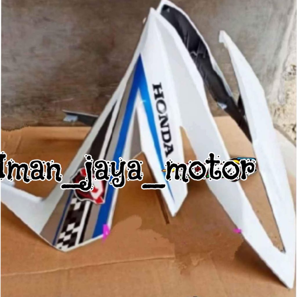 Tameng lampu depan beat fi new-beat eco putih 2017 2019 corak biru