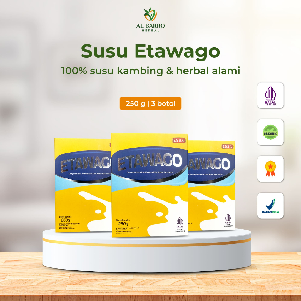 

ETAWAGO | Al Barro Herbal - Susu Herbal untuk Menjaga Kesehatan Tulang dan Sendi - 3 Box@250 gr