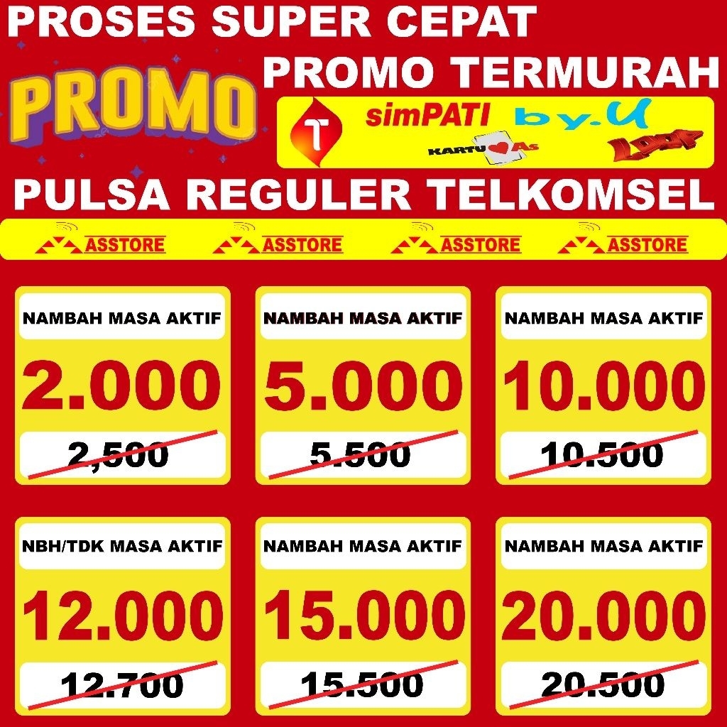 PULSA TELKOMSEL TERMURAH DAN AMANAH MULAI DARI 2000 SAMPAI 30000