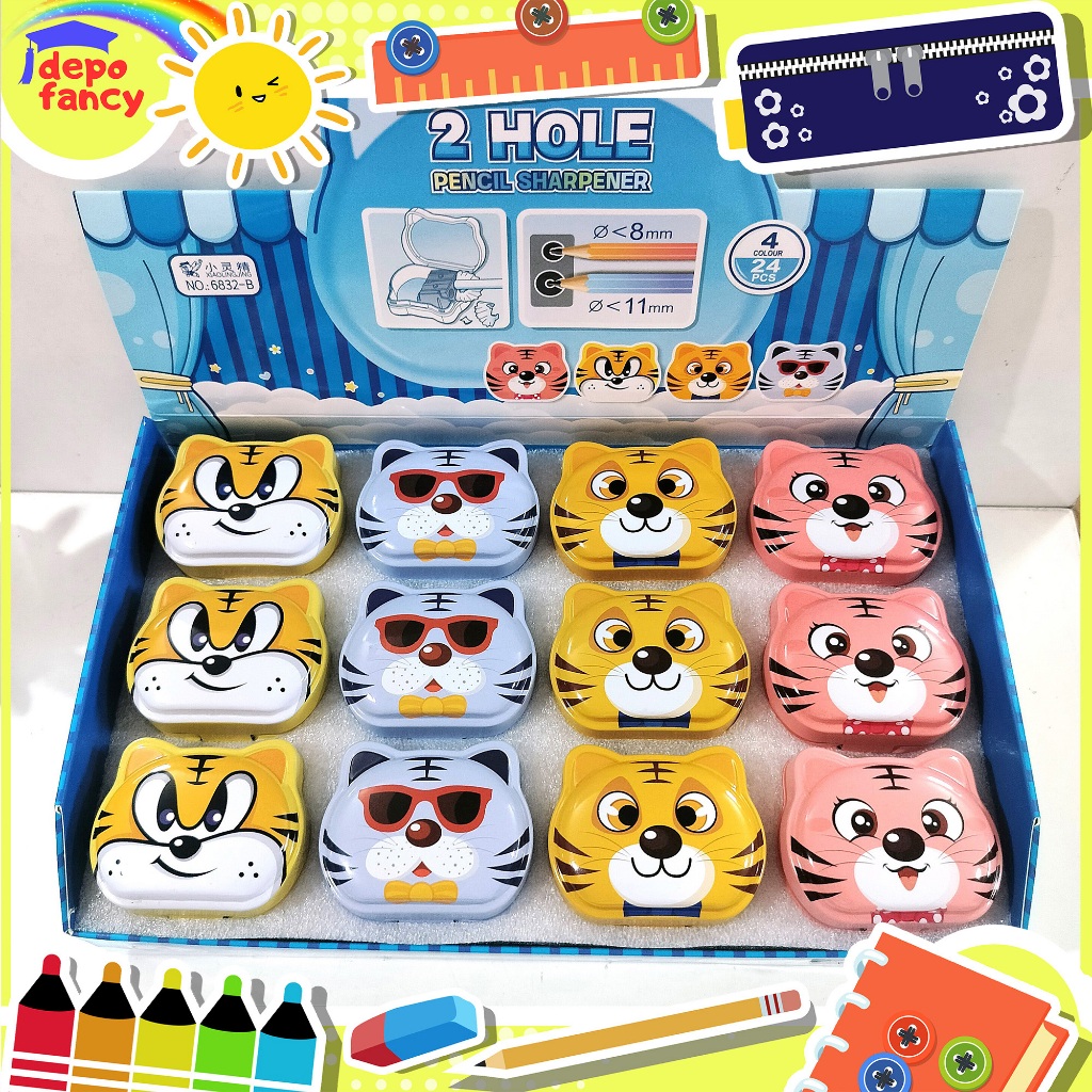 

PROMO! Rautan Pensil Kaleng 2 Lubang 6832-B Tiger / Ongotan / Sharpener / Peruncing Pensil