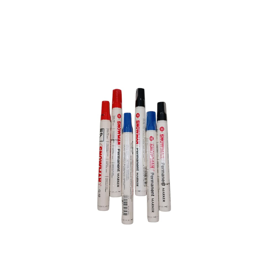 

Spidol snowman permanen G12 Hitam, biru & merah/Marker Permanent