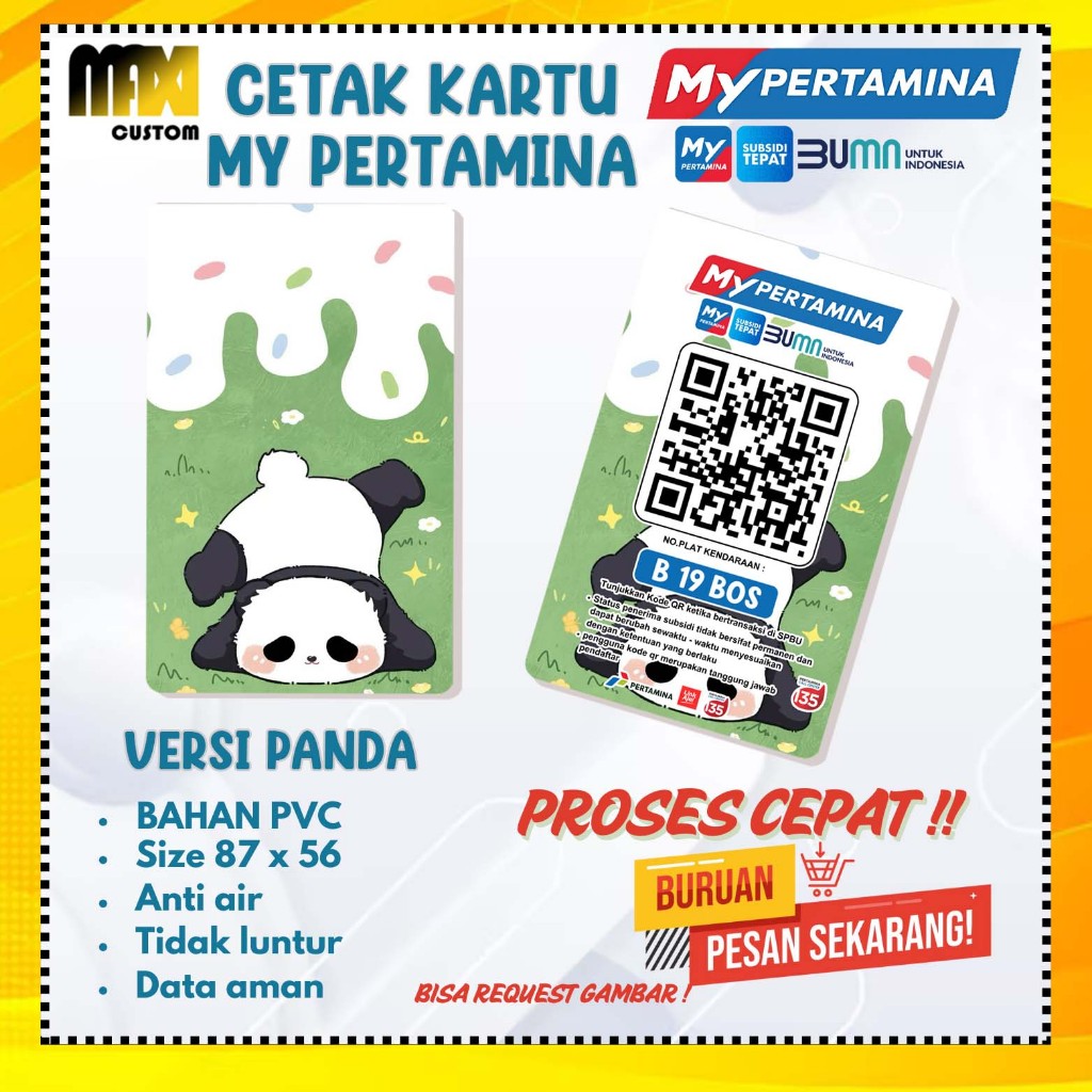 

KARTU PANDA / KARTU BARCODE MYPERTAMINA CUSTOM (BAHAN PVC) / KARTU CUSTOM MY PERTAMINA
