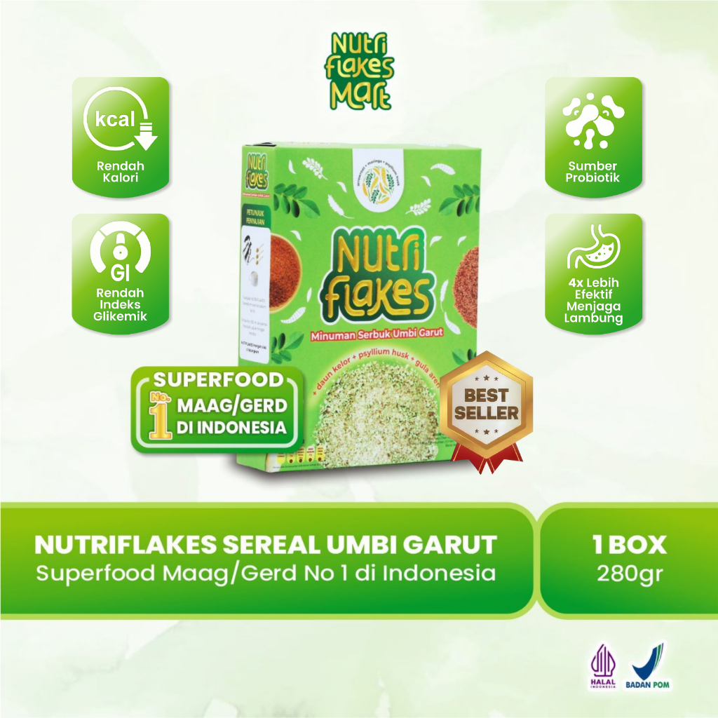 

Nutriflakes - Sereal Sehat Umbi Garut Efektif Atasi Masalah Asam Lambung, Maag, dan Gerd | Nutriflakes Mart
